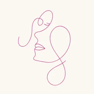 womans face in thin line art drawing